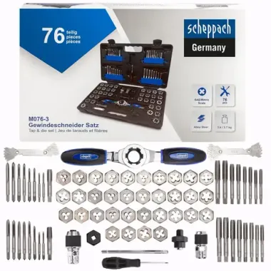 Набор метчиков и плашек 76пр. Scheppach Sch-M076-3