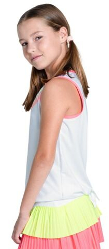 Футболка для девочки теннисная Lucky in Love Girls Sunset Spin Tie Back - белый