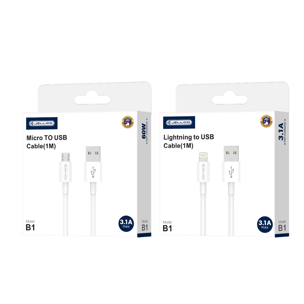 Кабель JELLICO B1 3.1А Micro (White) 1М.