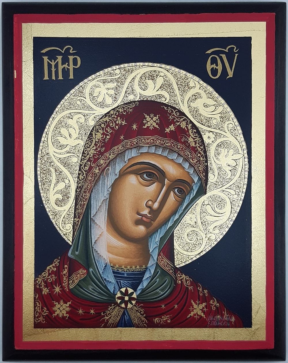 Казанская БМ, икона деревянная прямоугольной формы, цвет сусальное золото 110х130