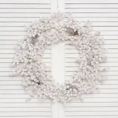 Рождественский венок Адель заснеженный с декором 60 см., ЕлкиТорг (52079)