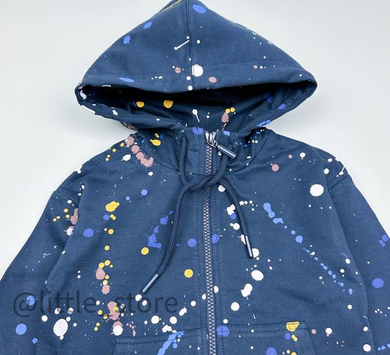 Толстовка на молнии из футера "Космические брызги" индиго