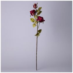 ЦВЕТОК ИСКУССТВЕННЫЙ РОЗА ДЛИНА=80СМ , ЦВЕТ БУРГУНДИ