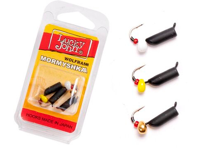 Мормышки вольфрамовые Lucky John с петелькой 3 штуки набор СТОЛБИК безнасадочный блистер, 023SET