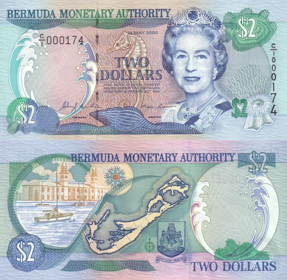 Бермуды 2 доллар 2000-2007 Часовые башни Королевской военно-морской верфи UNC