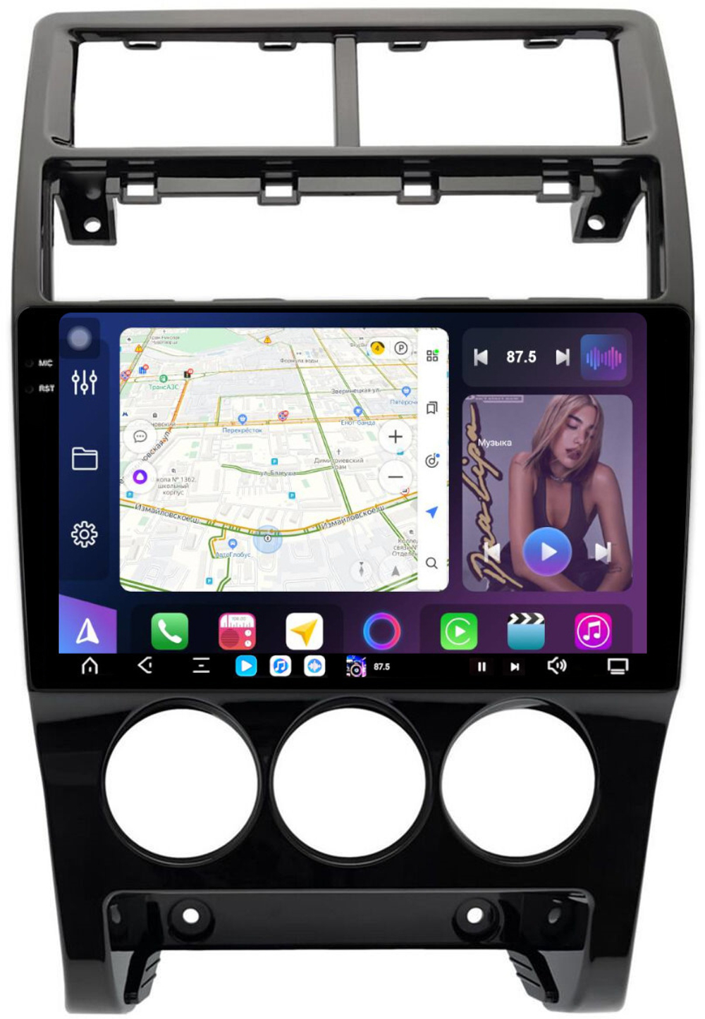 Магнитола для Lada Priora 2013-2018 - FarCar GX3018M монитор 9.5" 2K QLED на Android 14, TS20, 6+128Гб, CarPlay, 4G SIM-слот