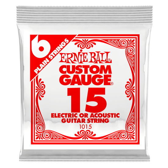 Струна одиночная для акустической и электрогитары ERNIE BALL 1015 Plain Steel .015