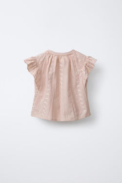 ZARA БЛУЗА С ВОЛАНАМИ И ВЫШИВКОЙ, ЦВЕТ РОЗОВОГО ДЕРЕВА