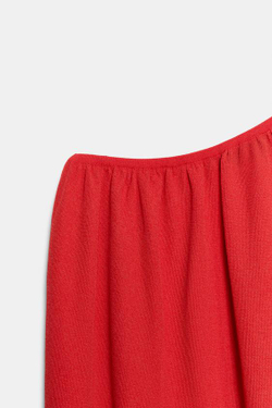 ZARA ТРИКОТАЖНОЕ ПЛАТЬЕ АСИММЕТРИЧНОГО КРОЯ, КРАСНЫЙ