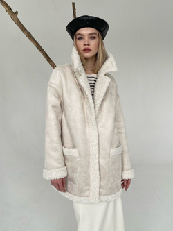 Двусторонняя дубленка из искусственного меха тедди чебурашка, SilverFox (арт. S1183-200)