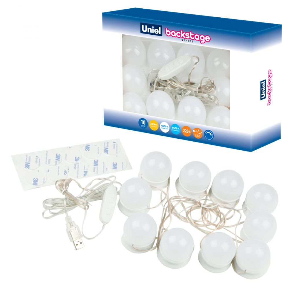 ULM-F50-8W-SW-10-DIM IP20 WHITE Светильник светодиодный. с диммером. Серия Backstage. Теплый свет3000К-Белый свет4000К-Дневной свет6500К. Белый. TM Uniel