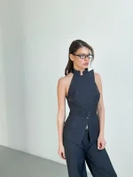 Классический жилет в полоску, Серый