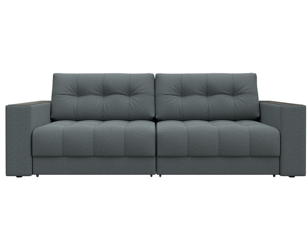 Диван прямой с декором Лига-049 НПБ, Амур 07 РОГОЖКА серый