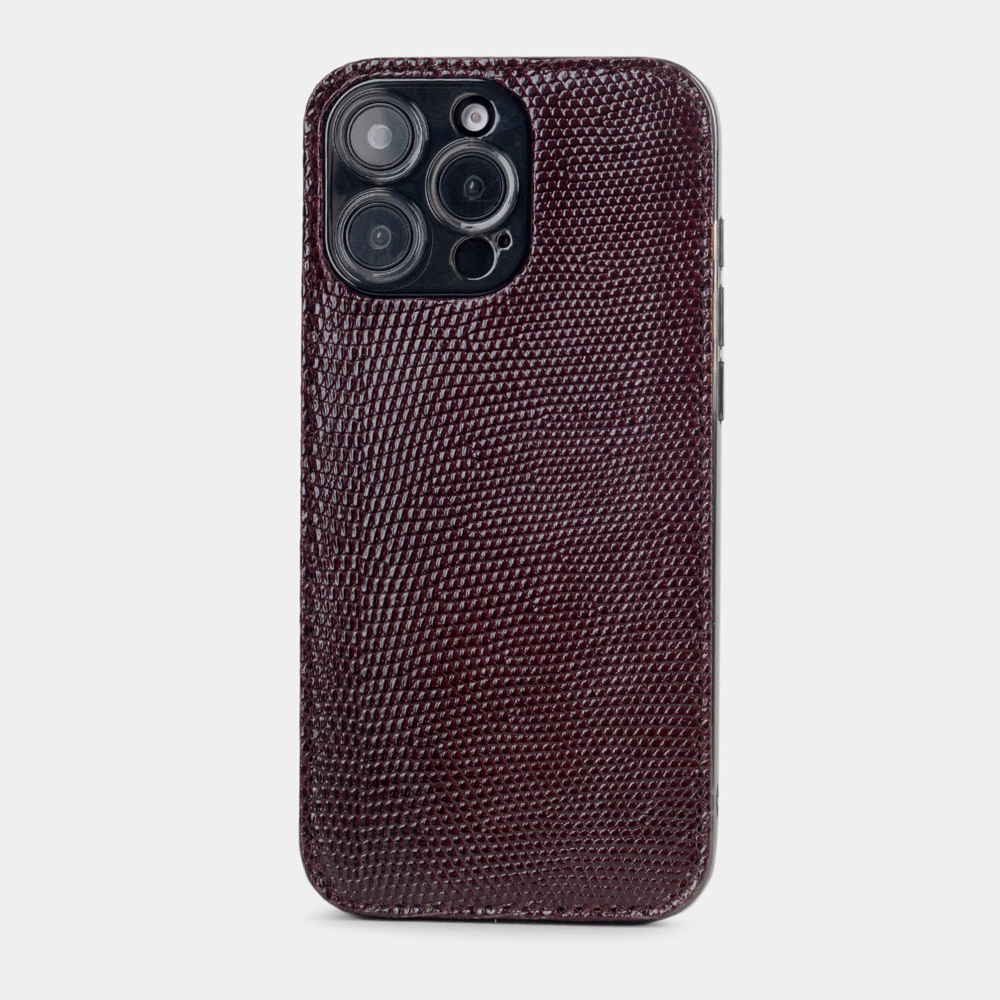 Чехол для iPhone 16 Pro Max Louis из кожи ящерицы, бордового цвета