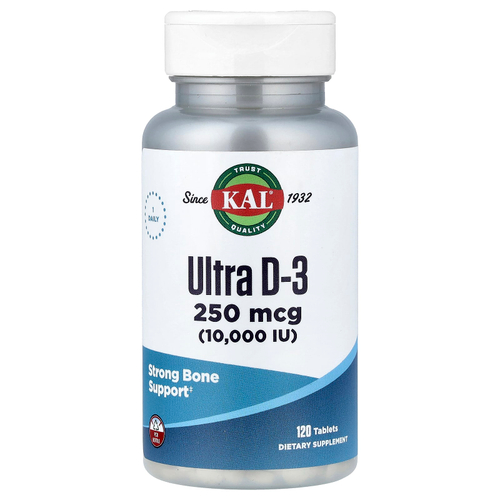 KAL, Ultra D-3, 250 мкг (10 000 МЕ), 120 таблеток