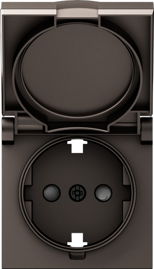 Накладка для розетки Schuko с заземлением,  с крышкой,  16A 250 В~,  мокко,  серия A07