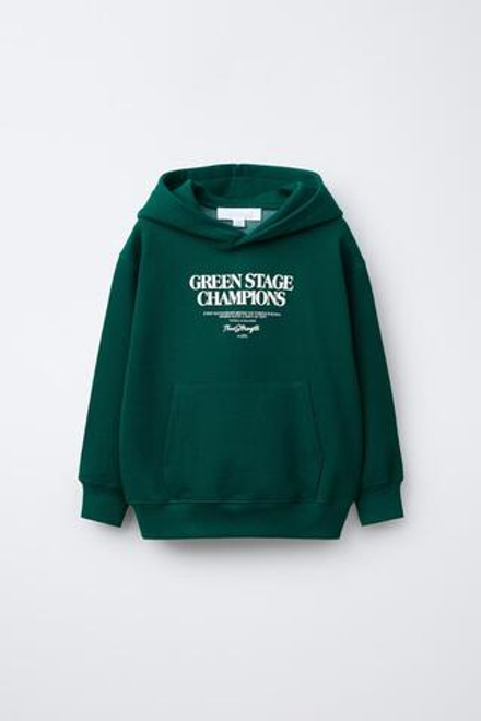 ZARA ХУДИ С ФУТБОЛЬНЫМ ПРИНТОМ, ЗЕЛЕНЫЙ