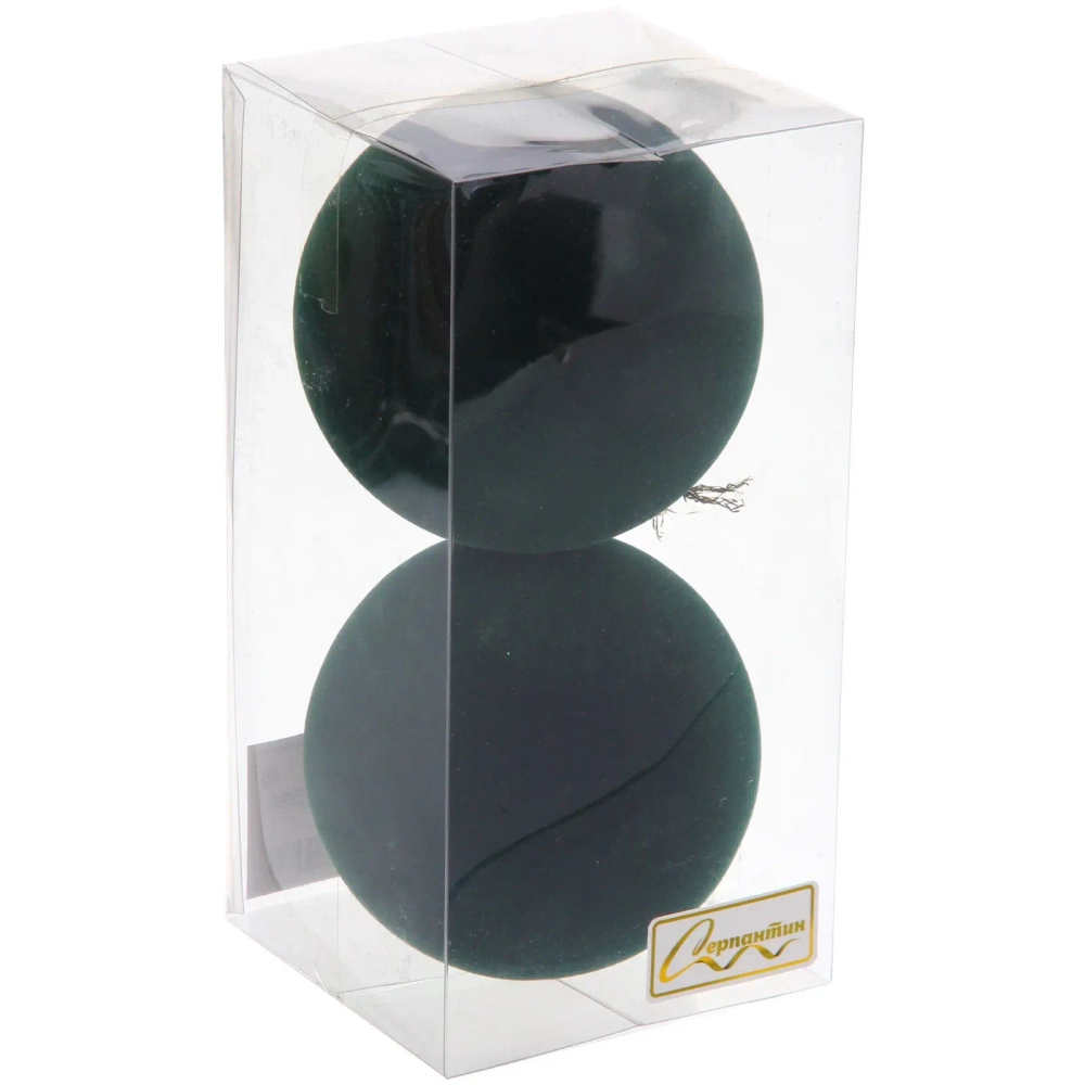 Набор шаров VELOUR «Нежный бархат» 8 см (набор 2 шт), Изумруд