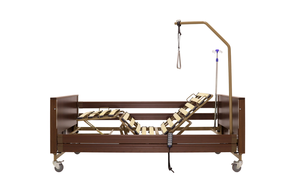 Кровать электрическая Med-Mos YG-1 (ЛДСП коричневый) с деревянными ламелями