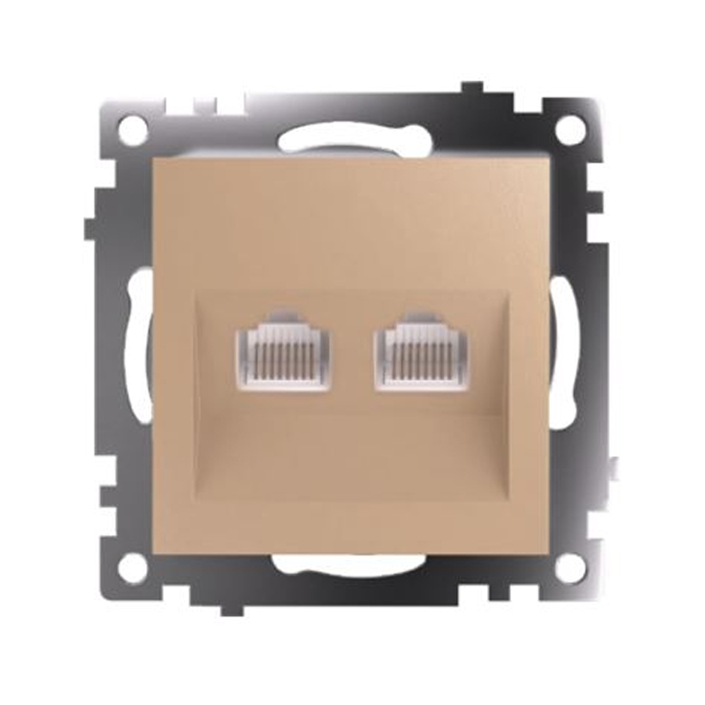 Розетка компьютерная 2-местная RJ-45 (механизм) STEKKER GLS00-7109-08, серия Катрин, золото 50009