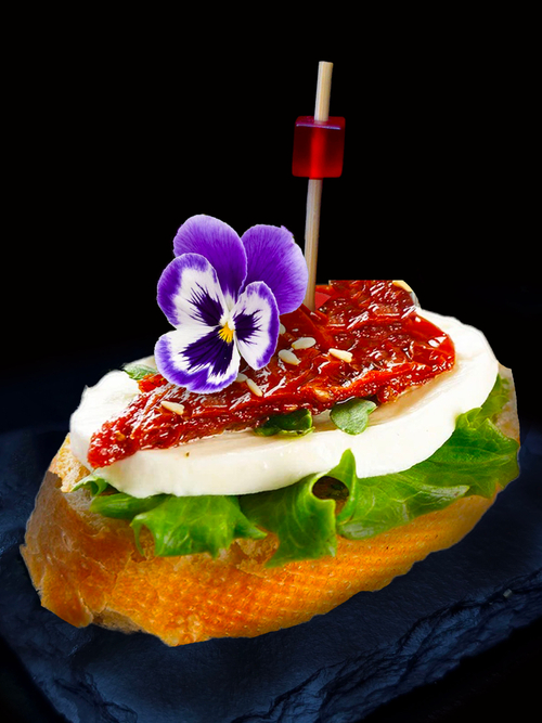 Брускетт с моцареллой и вяленным томатом