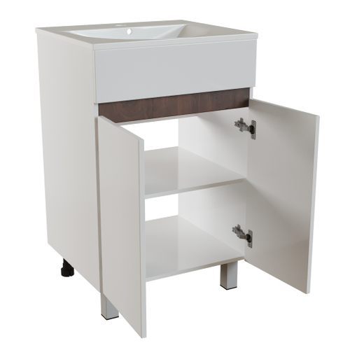 Тумба д/ванной "БРИКС-50" 2 ст.белый/дуб вотан под рак."Breeze 50"меб. (Sanita Luxe)(ПВХ) (разбор)