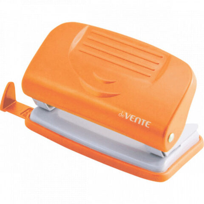 Дырокол deVENTE 10 лист, пластик, линейка, оранжевый НЕОН