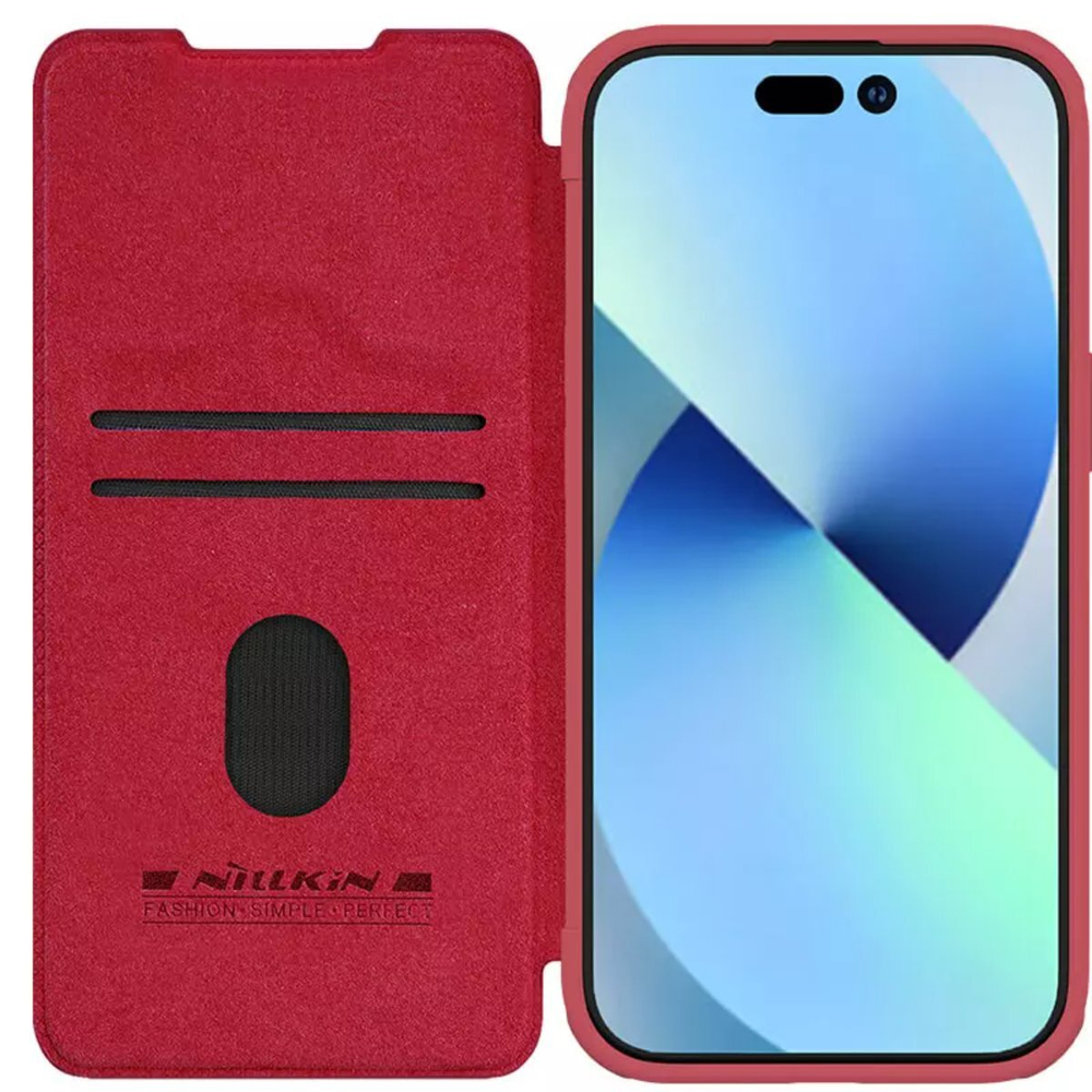 Кожаный чехол-книжка Nillkin Leather Qin Pro c защитой камеры для iPhone 15 Plus