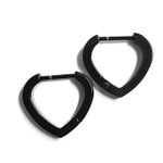Серьги - кольца Сердечки  для пирсинга ушей из медицинской стали. Черные. 1 пара
