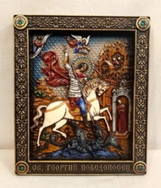 Икона резная "Георгий Победоносец"