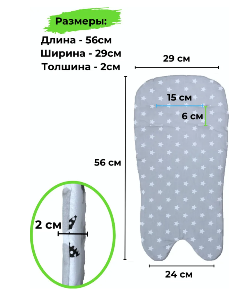 Вкладыш - матрасик МИНИ в стульчик для кормления, универсальный, двухсторонний