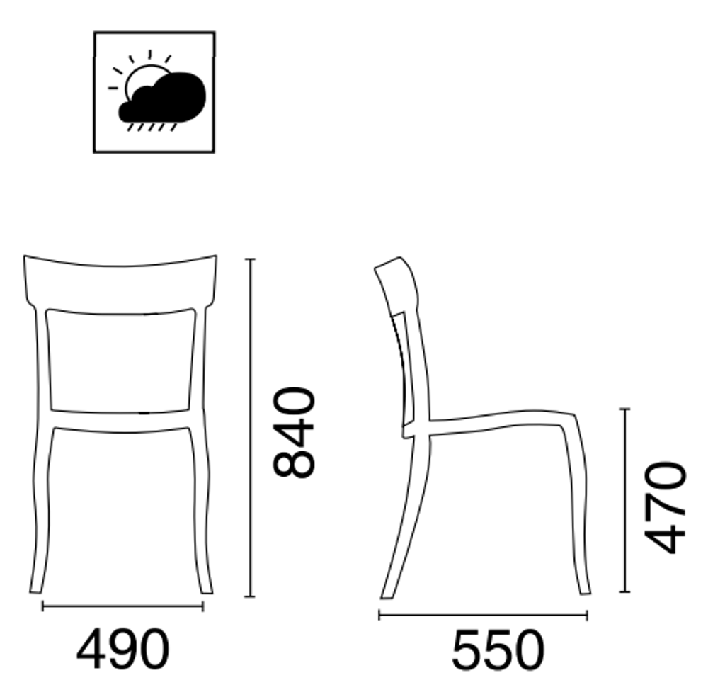 Стул пластиковый Papatya Hera-S, белый, черный