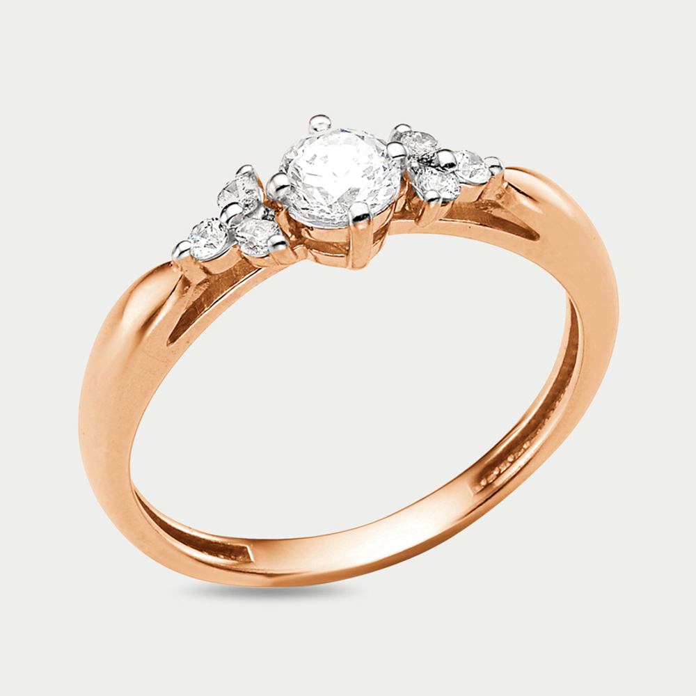 Помолвочное кольцо для женщин из розового золота 585 пробы с фианитами (арт.000981-1102)
