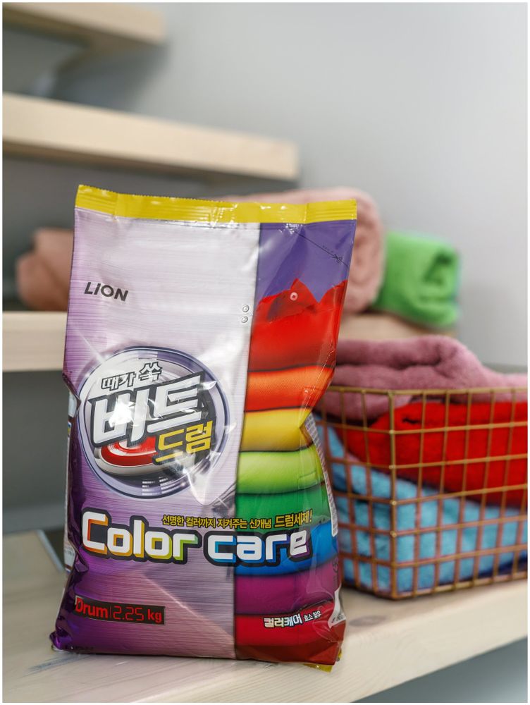 LION BEAT DRUM COLOR CARE Концентрированный стиральный порошок для автоматической стирки Защита цвета, 2,25 кг