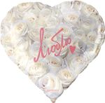 Шар (18''/46 см) Сердце, Люблю (симфония роз), Белый, 1 шт. в уп.