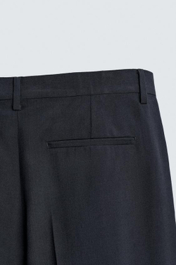 ZARA КОСТЮМНЫЕ БРЮКИ STRAIGHT FIT ИЗ ШЕРСТИ LIMITED EDITION, МОРСКОЙ СИНИЙ