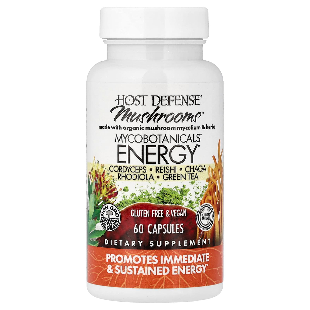 Host Defense, Mushrooms™, MycoBotanicals®, энергетическая смесь, 60 капсул