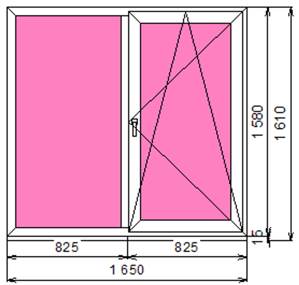 Пластиковое окно 1580 х 1650 ТермА Эко
