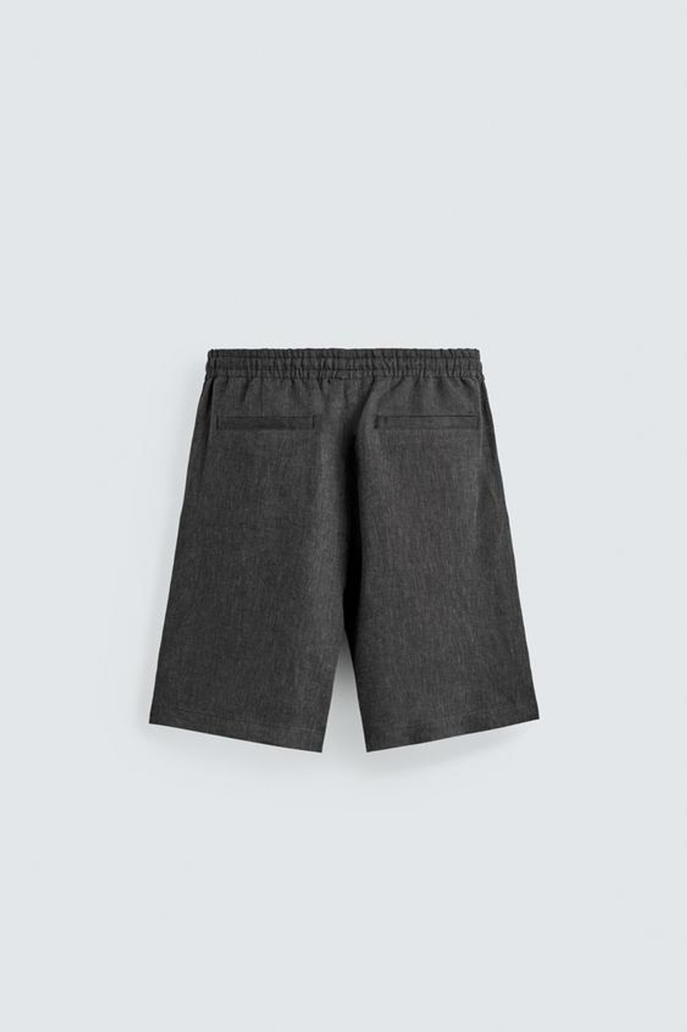 ZARA БЕРМУДЫ ИЗ 100% ЛЬНА С ЗАЩИПАМИ, СВИНЦОВЫЙ