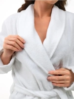 Халат гостиничный махровый "Элит" с воротником шалькой, цвет: 024-Белый