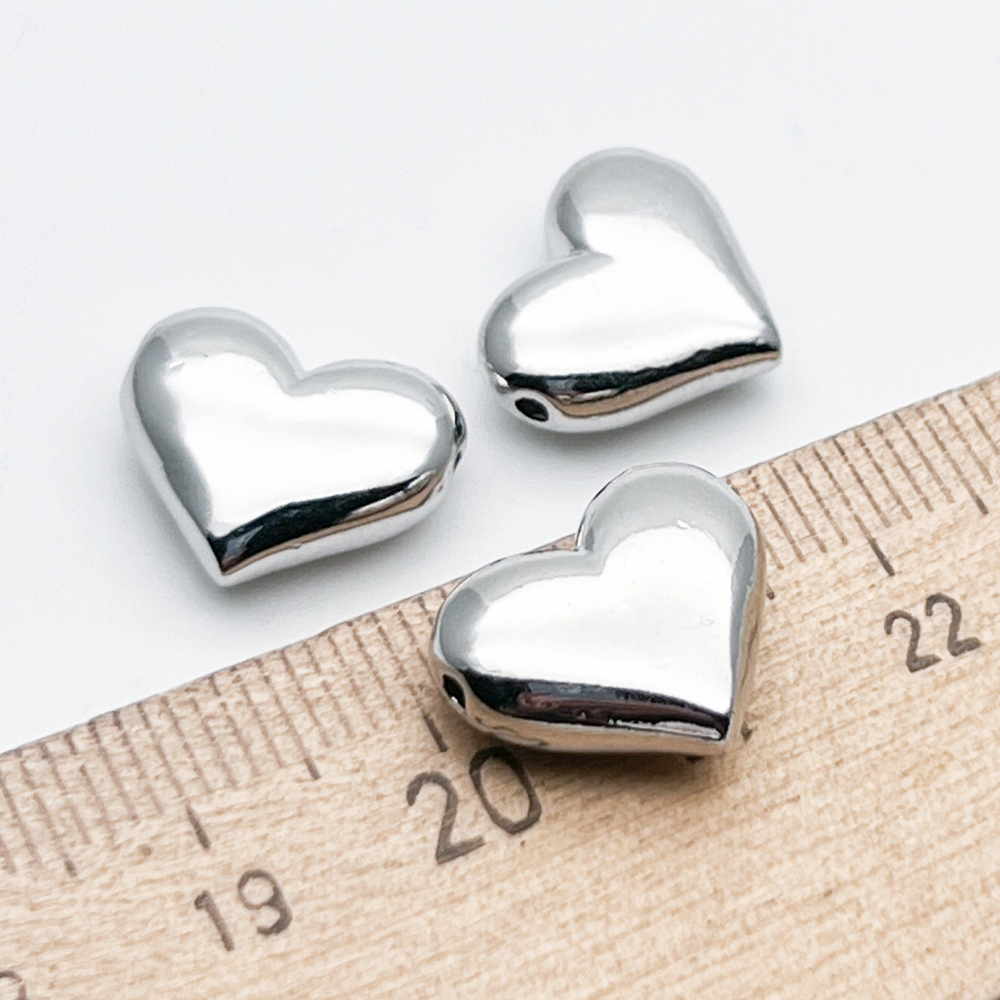 Подвеска Сердце, цвет серебро (родий), размер 14*12 мм, цена за 1 шт