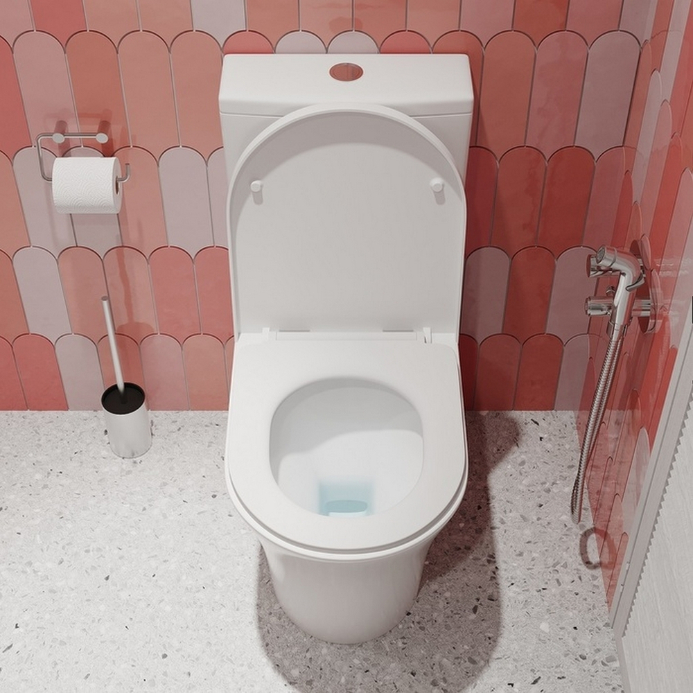 Унитаз-компакт безободковый IDDIS STNRDSEi24 "Stone" прям. вып,сиденье дюропласт.,микролифт2-кн арм