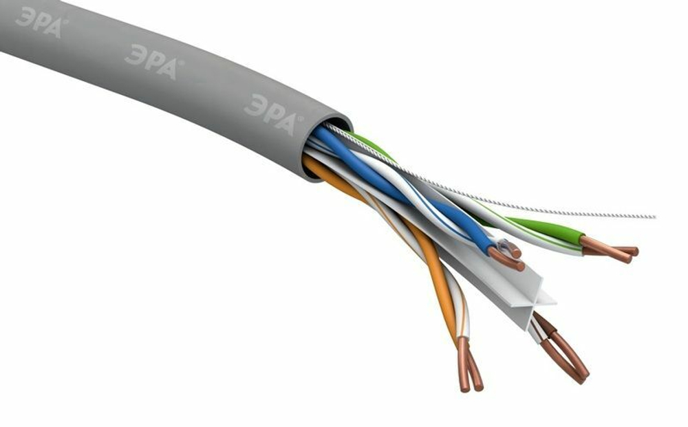 Кабель витая пара ЭРА SIMPLE U/UTP 4x2x24 AWG Cat5e CCA PVC