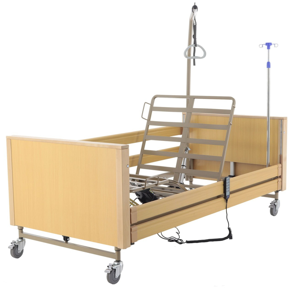 Кровать электрическая Med-Mos YG-1 (ЛДСП светлое дерево) с металлическими ламелями и 2-мя уровнями высоты ложа