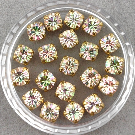 Шатоны Preciosa MAXIMA в оправах, Crystal Luminous Green/Gold