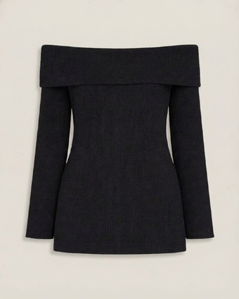 Anna джемпер с отворотом в черном