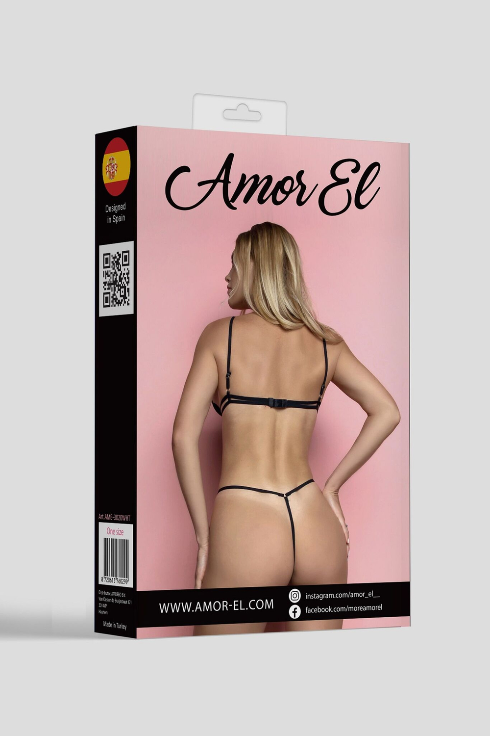 Соблазнительный ажурный комплект с декоративными бретелями на лифе (Размер: S-M) (Цвет: черный)