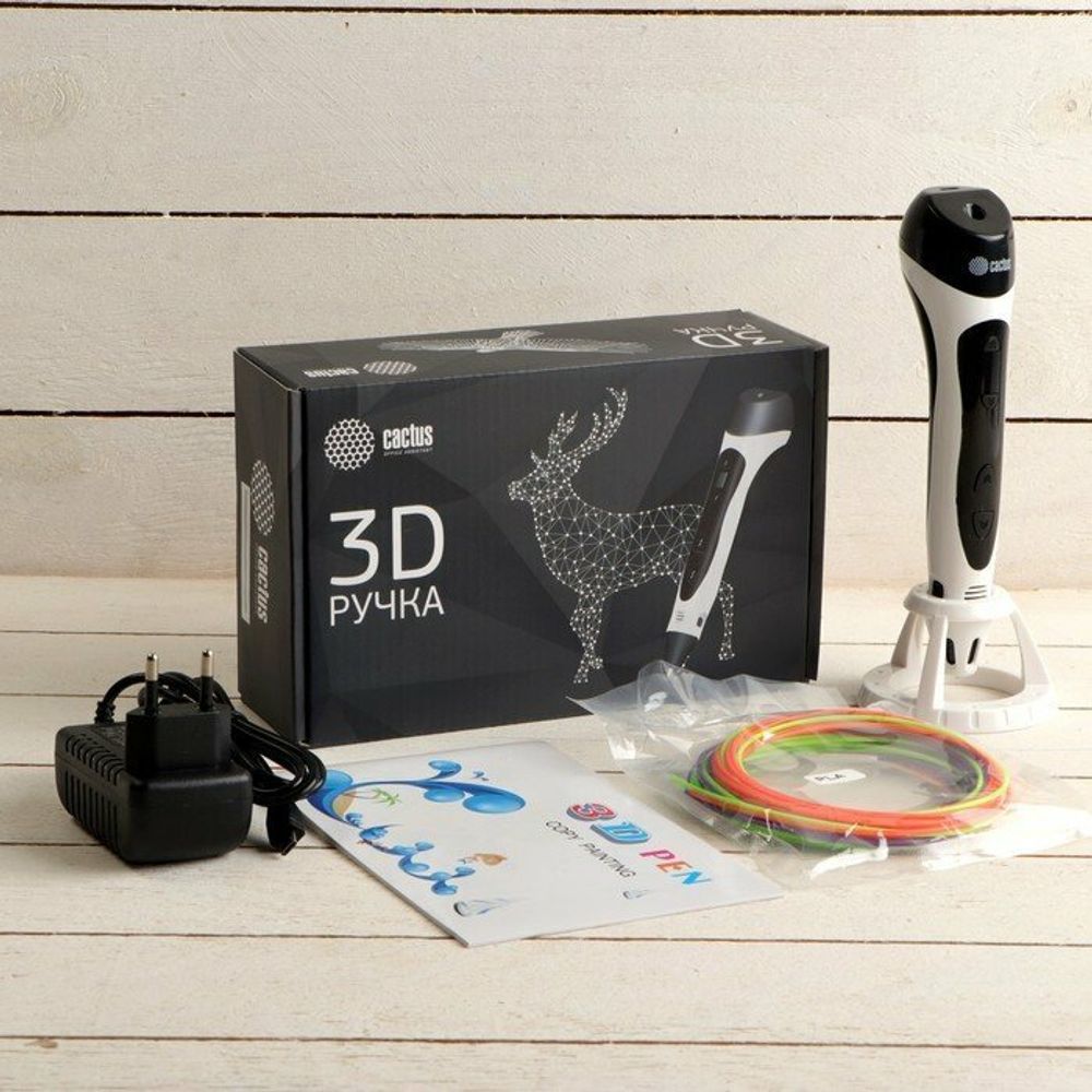 Ручка 3D Cactus CS-3D-PEN-C-WT PLA ABS LCD белый