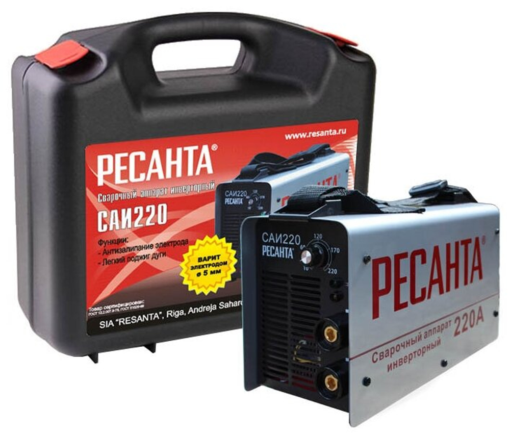 Сварочный аппарат инверторный Ресанта САИ-220 (ММА, 220 А, ПВ - 70%, кейс)