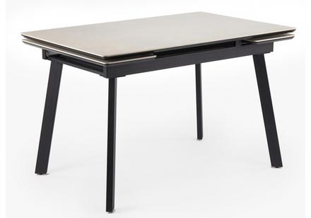 Керамический стол Woodville Норман 140(200)х80 carmen light grey, черный, ножки черные